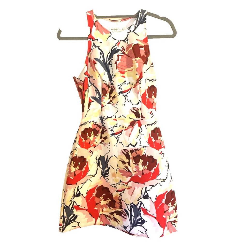 Abercrombie & Fitch Floral Fit/Flare Spring Summer Dress "Scuba Material"  Sz S